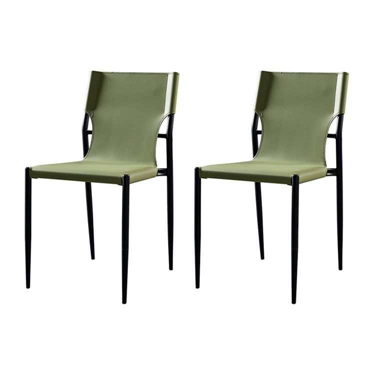 Leather Upholstered Dining Armless Chairs Dining Side Chairs with Metal Legs Green 2 Piece Set Clearhalo ' kitchen&dining_furn' 'Dining Chairs' 'Dining Tables & Seating' 'dining_chair' 'furn' 'furn_dining_chair' 'Furniture' 'furniture_dining_chair' 'Kitchen & Dining Furniture' 'kitchen' 3944213