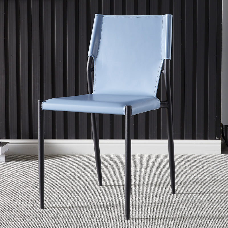 Leather Upholstered Dining Armless Chairs Dining Side Chairs with Metal Legs Light Blue 1 Piece Clearhalo ' kitchen&dining_furn' 'Dining Chairs' 'Dining Tables & Seating' 'dining_chair' 'furn' 'furn_dining_chair' 'Furniture' 'furniture_dining_chair' 'Kitchen & Dining Furniture' 'kitchen' 3944224