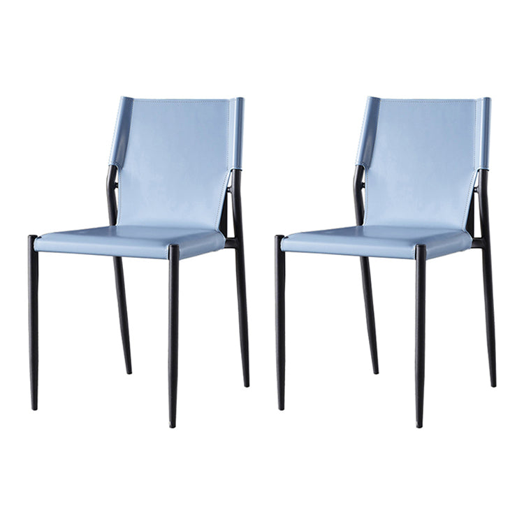 Leather Upholstered Dining Armless Chairs Dining Side Chairs with Metal Legs Light Blue 2 Piece Set Clearhalo ' kitchen&dining_furn' 'Dining Chairs' 'Dining Tables & Seating' 'dining_chair' 'furn' 'furn_dining_chair' 'Furniture' 'furniture_dining_chair' 'Kitchen & Dining Furniture' 'kitchen' 3944225