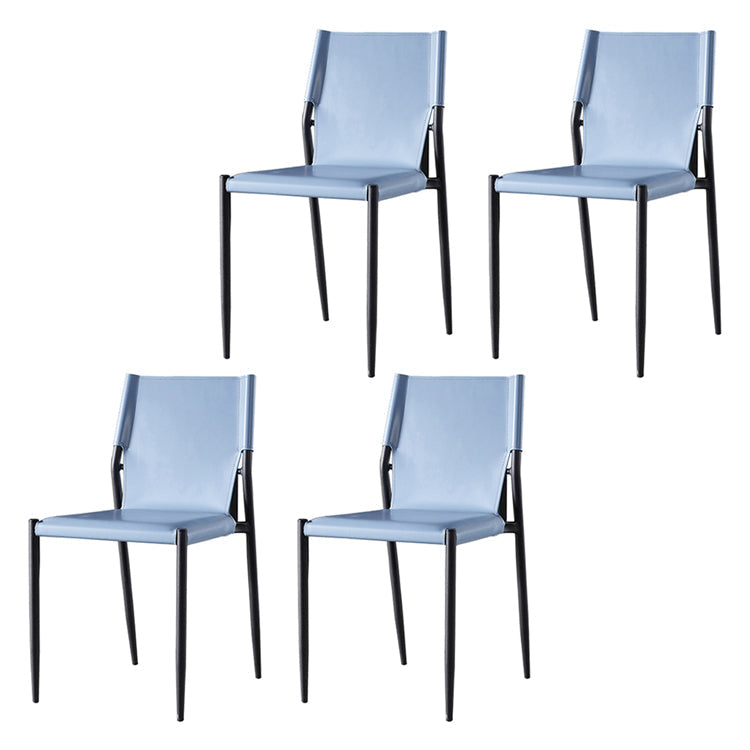 Leather Upholstered Dining Armless Chairs Dining Side Chairs with Metal Legs Light Blue 4 Piece Set Clearhalo ' kitchen&dining_furn' 'Dining Chairs' 'Dining Tables & Seating' 'dining_chair' 'furn' 'furn_dining_chair' 'Furniture' 'furniture_dining_chair' 'Kitchen & Dining Furniture' 'kitchen' 3944226