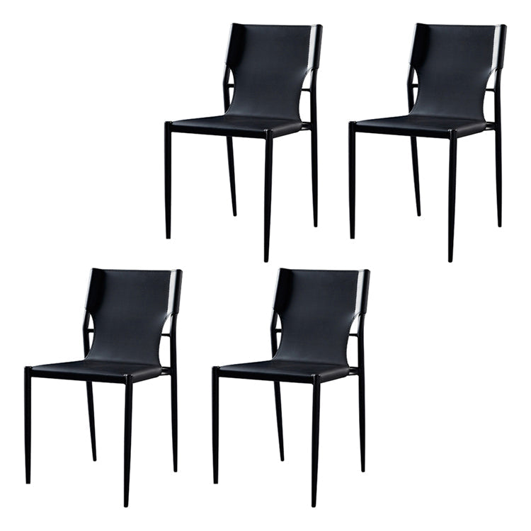 Leather Upholstered Dining Armless Chairs Dining Side Chairs with Metal Legs Black 4 Piece Set Clearhalo ' kitchen&dining_furn' 'Dining Chairs' 'Dining Tables & Seating' 'dining_chair' 'furn' 'furn_dining_chair' 'Furniture' 'furniture_dining_chair' 'Kitchen & Dining Furniture' 'kitchen' 3944232