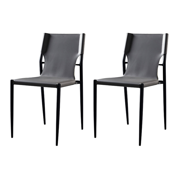 Leather Upholstered Dining Armless Chairs Dining Side Chairs with Metal Legs Grey 2 Piece Set Clearhalo ' kitchen&dining_furn' 'Dining Chairs' 'Dining Tables & Seating' 'dining_chair' 'furn' 'furn_dining_chair' 'Furniture' 'furniture_dining_chair' 'Kitchen & Dining Furniture' 'kitchen' 3944234