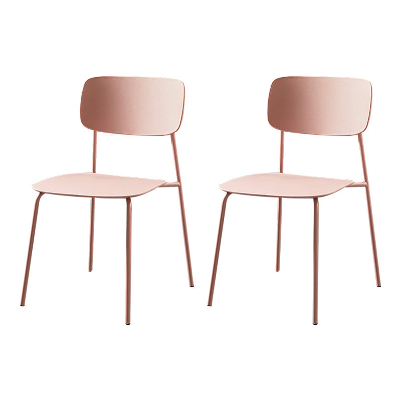 Contemporary Metal Dining Room Chairs Armless Open Back Dining Chair for Home Use Nude Pink 2 Piece Set Clearhalo ' kitchen&dining_furn' 'Dining Chairs' 'Dining Tables & Seating' 'dining_chair' 'furn' 'furn_dining_chair' 'Furniture' 'furniture_dining_chair' 'Kitchen & Dining Furniture' 'kitchen' 3944240