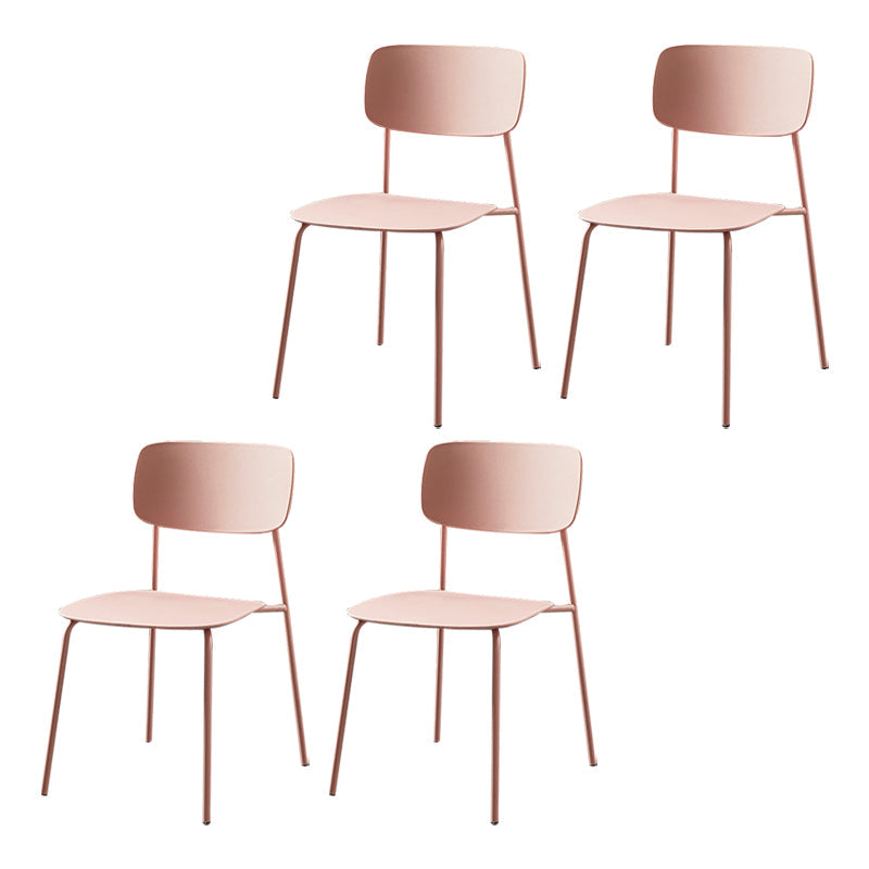 Contemporary Metal Dining Room Chairs Armless Open Back Dining Chair for Home Use Nude Pink 4 Piece Set Clearhalo ' kitchen&dining_furn' 'Dining Chairs' 'Dining Tables & Seating' 'dining_chair' 'furn' 'furn_dining_chair' 'Furniture' 'furniture_dining_chair' 'Kitchen & Dining Furniture' 'kitchen' 3944241