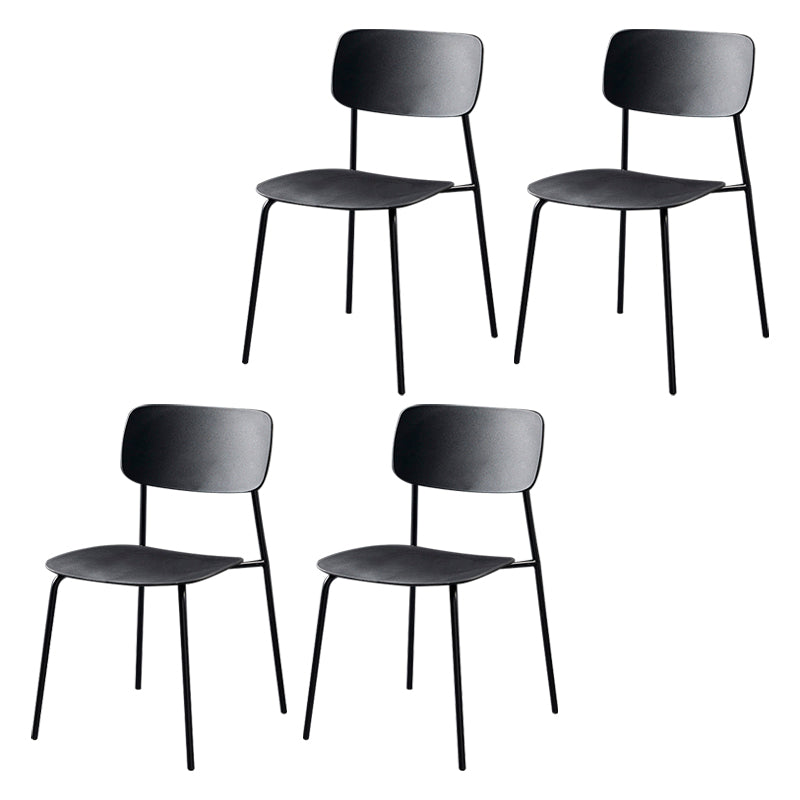 Contemporary Metal Dining Room Chairs Armless Open Back Dining Chair for Home Use Black 4 Piece Set Clearhalo ' kitchen&dining_furn' 'Dining Chairs' 'Dining Tables & Seating' 'dining_chair' 'furn' 'furn_dining_chair' 'Furniture' 'furniture_dining_chair' 'Kitchen & Dining Furniture' 'kitchen' 3944247