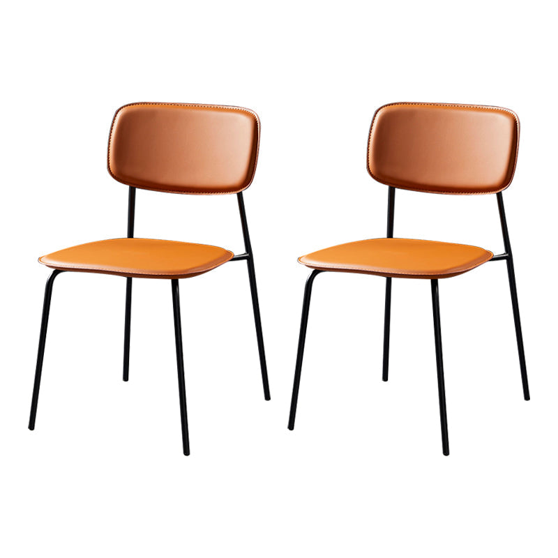 Contemporary Metal Dining Room Chairs Armless Open Back Dining Chair for Home Use Brown 2 Piece Set Clearhalo ' kitchen&dining_furn' 'Dining Chairs' 'Dining Tables & Seating' 'dining_chair' 'furn' 'furn_dining_chair' 'Furniture' 'furniture_dining_chair' 'Kitchen & Dining Furniture' 'kitchen' 3944252