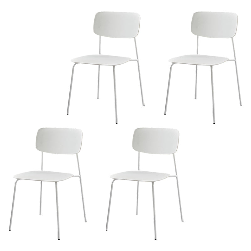 Contemporary Metal Dining Room Chairs Armless Open Back Dining Chair for Home Use White 4 Piece Set Clearhalo ' kitchen&dining_furn' 'Dining Chairs' 'Dining Tables & Seating' 'dining_chair' 'furn' 'furn_dining_chair' 'Furniture' 'furniture_dining_chair' 'Kitchen & Dining Furniture' 'kitchen' 3944262