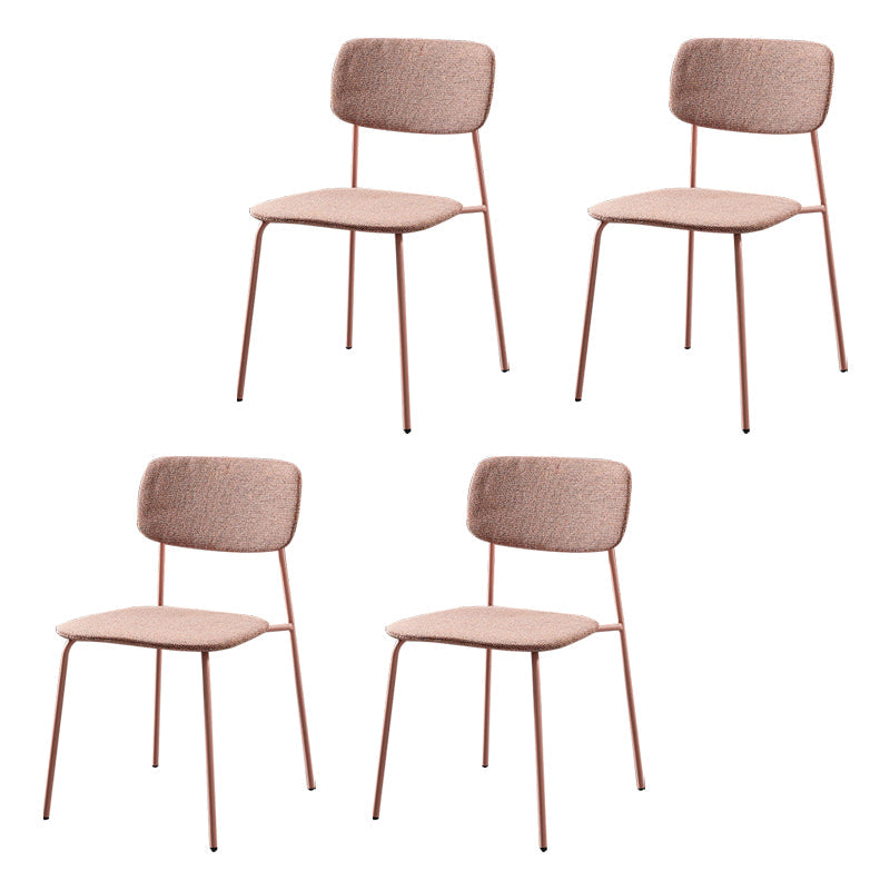 Contemporary Metal Dining Room Chairs Armless Open Back Dining Chair for Home Use Pink 4 Piece Set Clearhalo ' kitchen&dining_furn' 'Dining Chairs' 'Dining Tables & Seating' 'dining_chair' 'furn' 'furn_dining_chair' 'Furniture' 'furniture_dining_chair' 'Kitchen & Dining Furniture' 'kitchen' 3944265