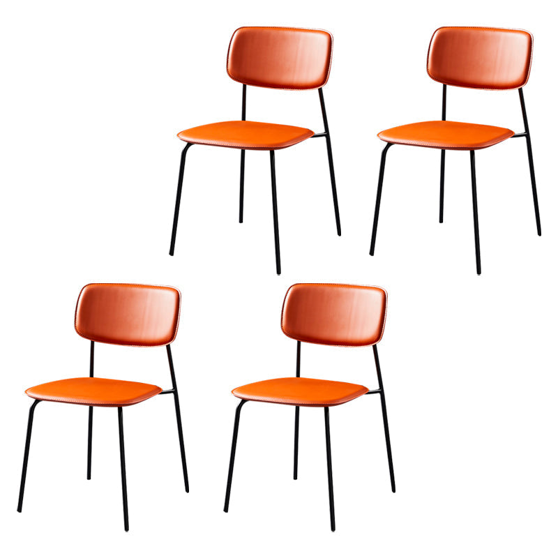 Contemporary Metal Dining Room Chairs Armless Open Back Dining Chair for Home Use Orange 4 Piece Set Clearhalo ' kitchen&dining_furn' 'Dining Chairs' 'Dining Tables & Seating' 'dining_chair' 'furn' 'furn_dining_chair' 'Furniture' 'furniture_dining_chair' 'Kitchen & Dining Furniture' 'kitchen' 3944271