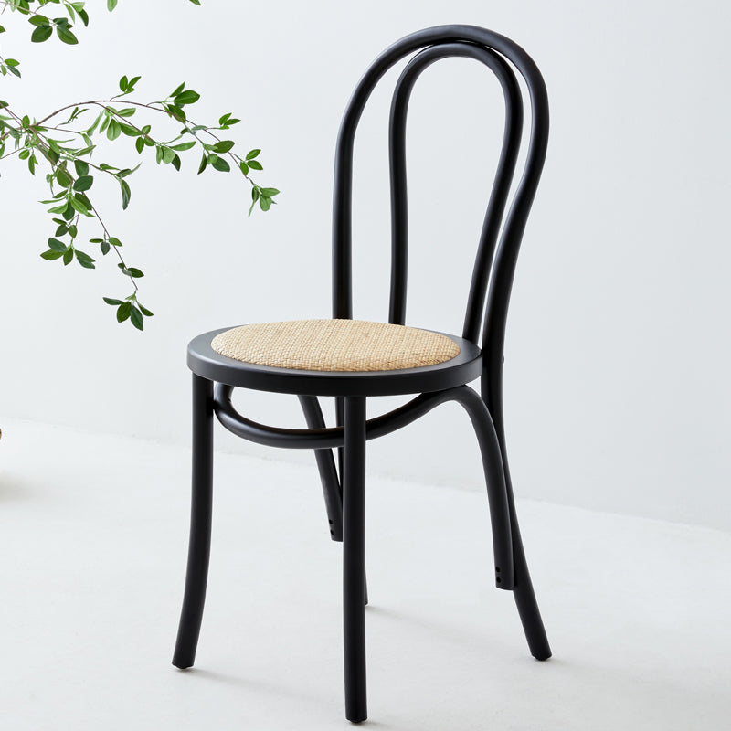 Modern Style Beech Wood Chairs Windsor Back Side Kitchen Dining Chairs Black Wicker & Rattan 1 Piece Clearhalo ' kitchen&dining_furn' 'Dining Chairs' 'Dining Tables & Seating' 'dining_chair' 'furn' 'furn_dining_chair' 'Furniture' 'furniture_dining_chair' 'Kitchen & Dining Furniture' 'kitchen' 3944315