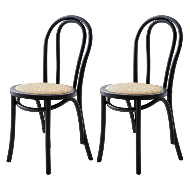 Modern Style Beech Wood Chairs Windsor Back Side Kitchen Dining Chairs Black Wicker & Rattan 2 Piece Set Clearhalo ' kitchen&dining_furn' 'Dining Chairs' 'Dining Tables & Seating' 'dining_chair' 'furn' 'furn_dining_chair' 'Furniture' 'furniture_dining_chair' 'Kitchen & Dining Furniture' 'kitchen' 3944316