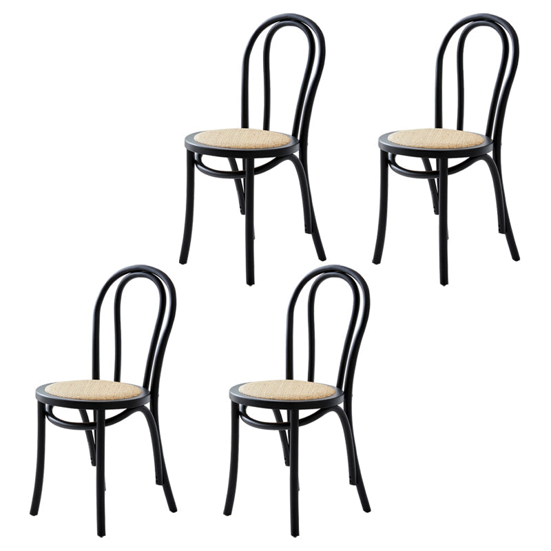 Modern Style Beech Wood Chairs Windsor Back Side Kitchen Dining Chairs Black Wicker & Rattan 4 Piece Set Clearhalo ' kitchen&dining_furn' 'Dining Chairs' 'Dining Tables & Seating' 'dining_chair' 'furn' 'furn_dining_chair' 'Furniture' 'furniture_dining_chair' 'Kitchen & Dining Furniture' 'kitchen' 3944318