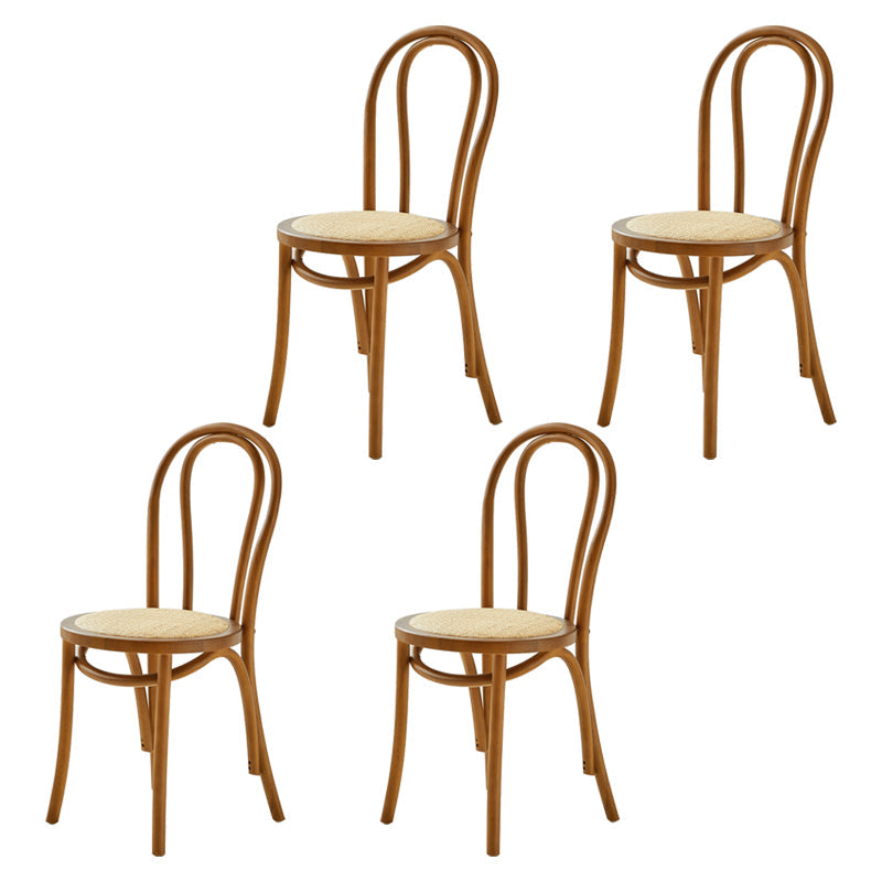 Modern Style Beech Wood Chairs Windsor Back Side Kitchen Dining Chairs Brown Wicker & Rattan 4 Piece Set Clearhalo ' kitchen&dining_furn' 'Dining Chairs' 'Dining Tables & Seating' 'dining_chair' 'furn' 'furn_dining_chair' 'Furniture' 'furniture_dining_chair' 'Kitchen & Dining Furniture' 'kitchen' 3944343