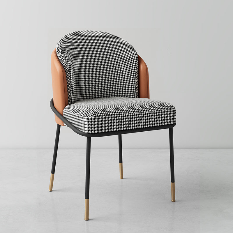 Glam Style Metal Dining Room Chairs Armless Linen Fabric Dining Chair for Home Use Orange 1 Piece Clearhalo ' kitchen&dining_furn' 'Dining Chairs' 'Dining Tables & Seating' 'dining_chair' 'furn' 'furn_dining_chair' 'Furniture' 'furniture_dining_chair' 'Kitchen & Dining Furniture' 'kitchen' 3944355