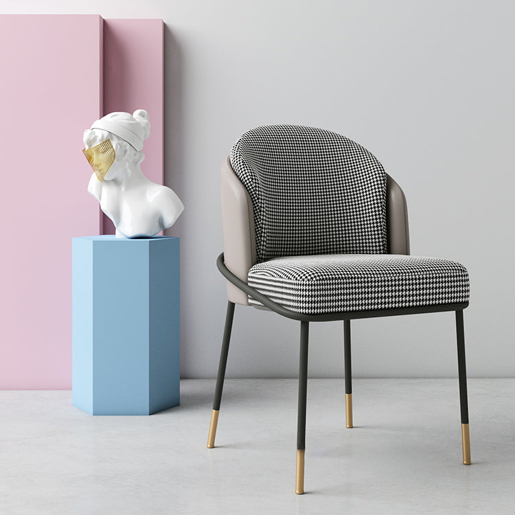 Glam Style Metal Dining Room Chairs Armless Linen Fabric Dining Chair for Home Use Clearhalo ' kitchen&dining_furn' 'Dining Chairs' 'Dining Tables & Seating' 'dining_chair' 'furn' 'furn_dining_chair' 'Furniture' 'furniture_dining_chair' 'Kitchen & Dining Furniture' 'kitchen' 3944356