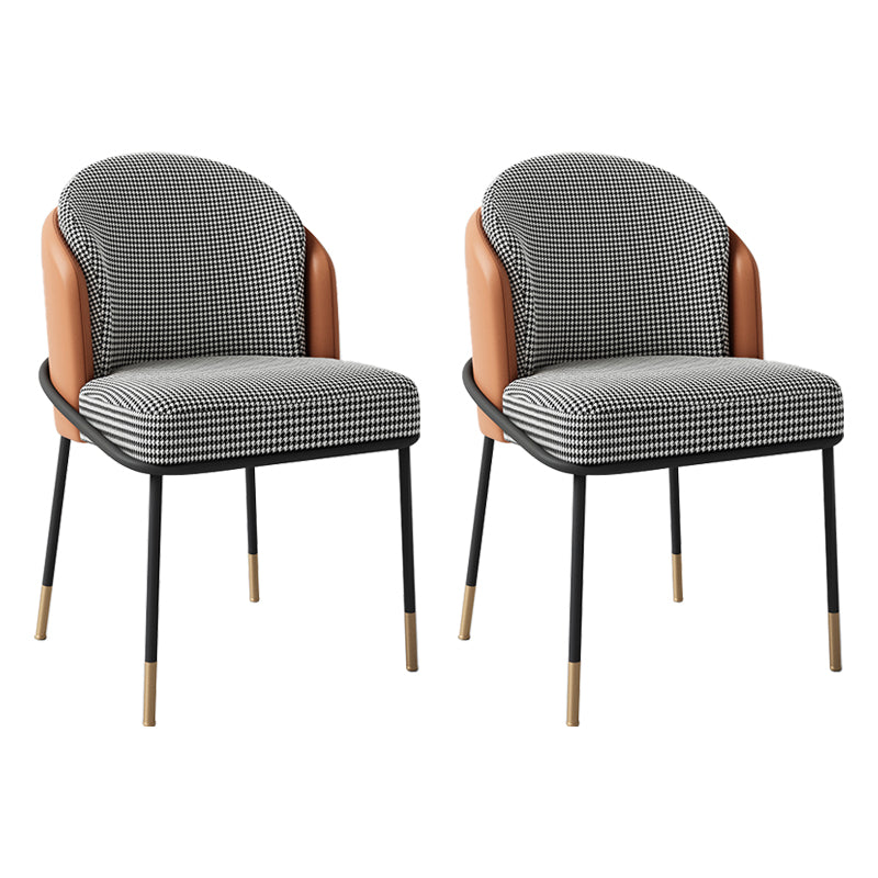 Glam Style Metal Dining Room Chairs Armless Linen Fabric Dining Chair for Home Use Orange 2 Piece Set Clearhalo ' kitchen&dining_furn' 'Dining Chairs' 'Dining Tables & Seating' 'dining_chair' 'furn' 'furn_dining_chair' 'Furniture' 'furniture_dining_chair' 'Kitchen & Dining Furniture' 'kitchen' 3944357