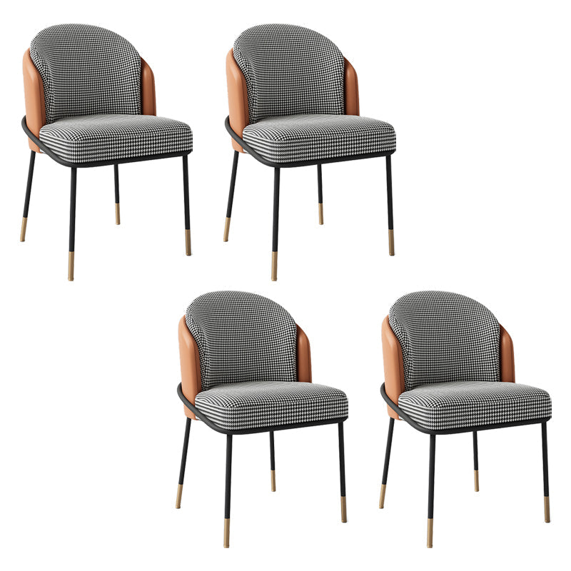 Glam Style Metal Dining Room Chairs Armless Linen Fabric Dining Chair for Home Use Orange 4 Piece Set Clearhalo ' kitchen&dining_furn' 'Dining Chairs' 'Dining Tables & Seating' 'dining_chair' 'furn' 'furn_dining_chair' 'Furniture' 'furniture_dining_chair' 'Kitchen & Dining Furniture' 'kitchen' 3944359