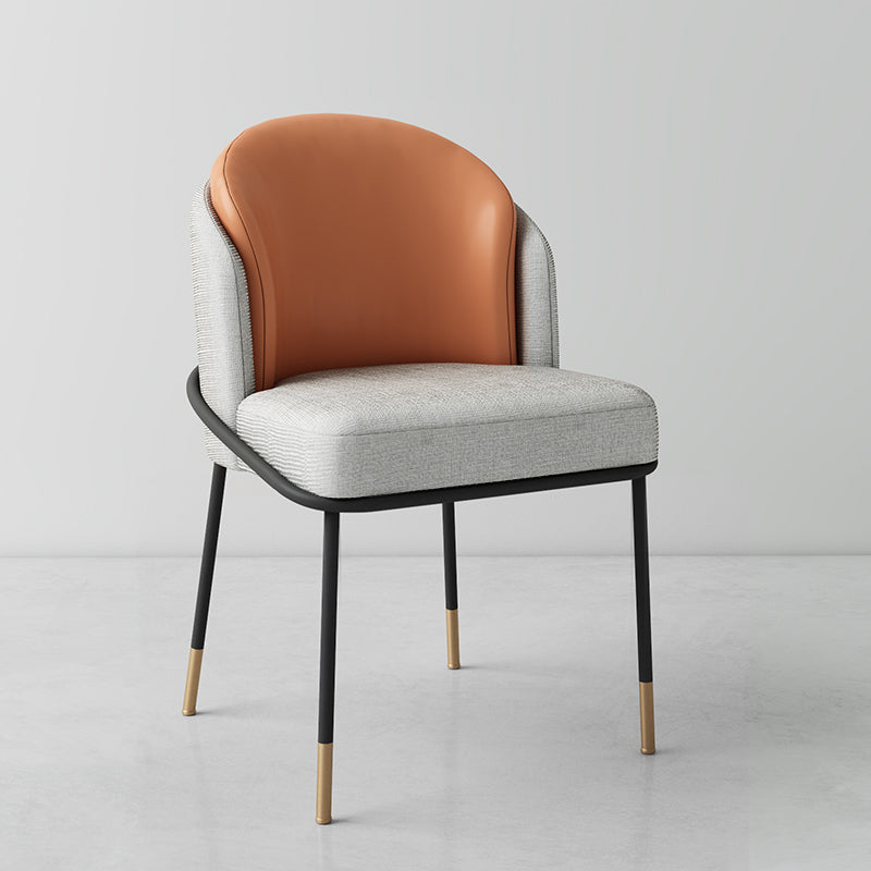 Glam Style Metal Dining Room Chairs Armless Linen Fabric Dining Chair for Home Use Gray-Orange 1 Piece Clearhalo ' kitchen&dining_furn' 'Dining Chairs' 'Dining Tables & Seating' 'dining_chair' 'furn' 'furn_dining_chair' 'Furniture' 'furniture_dining_chair' 'Kitchen & Dining Furniture' 'kitchen' 3944366