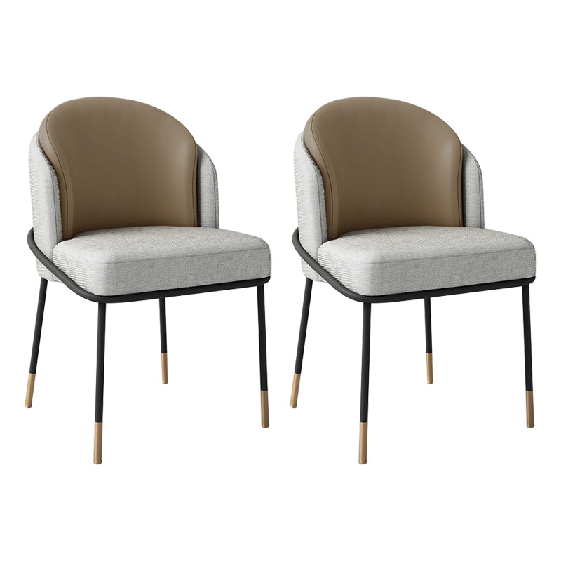 Glam Style Metal Dining Room Chairs Armless Linen Fabric Dining Chair for Home Use Gray-Khaki 2 Piece Set Clearhalo ' kitchen&dining_furn' 'Dining Chairs' 'Dining Tables & Seating' 'dining_chair' 'furn' 'furn_dining_chair' 'Furniture' 'furniture_dining_chair' 'Kitchen & Dining Furniture' 'kitchen' 3944377
