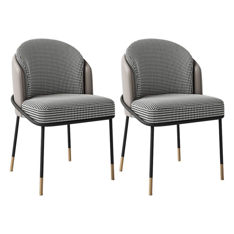 Glam Style Metal Dining Room Chairs Armless Linen Fabric Dining Chair for Home Use Black Gray-White 2 Piece Set Clearhalo ' kitchen&dining_furn' 'Dining Chairs' 'Dining Tables & Seating' 'dining_chair' 'furn' 'furn_dining_chair' 'Furniture' 'furniture_dining_chair' 'Kitchen & Dining Furniture' 'kitchen' 3944380