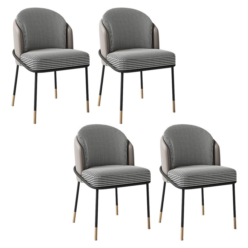 Glam Style Metal Dining Room Chairs Armless Linen Fabric Dining Chair for Home Use Black Gray-White 4 Piece Set Clearhalo ' kitchen&dining_furn' 'Dining Chairs' 'Dining Tables & Seating' 'dining_chair' 'furn' 'furn_dining_chair' 'Furniture' 'furniture_dining_chair' 'Kitchen & Dining Furniture' 'kitchen' 3944381