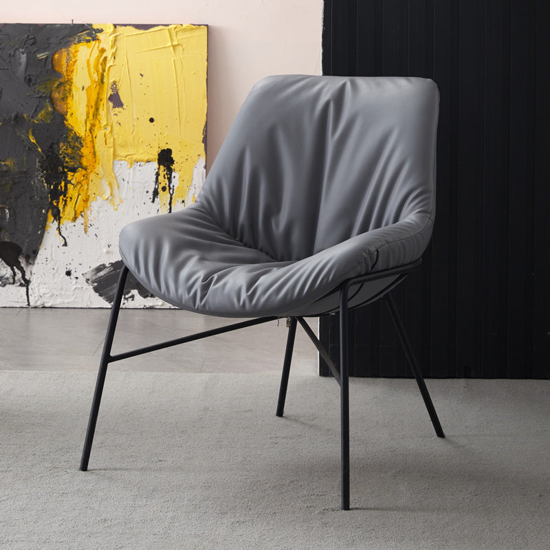 Modern Indoor-Outdoor Metal Chair Home Armless Upholstered Slipper Chair Grey 1 Piece Clearhalo ' kitchen&dining_furn' 'Dining Chairs' 'Dining Tables & Seating' 'dining_chair' 'furn' 'furn_dining_chair' 'Furniture' 'furniture_dining_chair' 'Kitchen & Dining Furniture' 'kitchen' 3944384