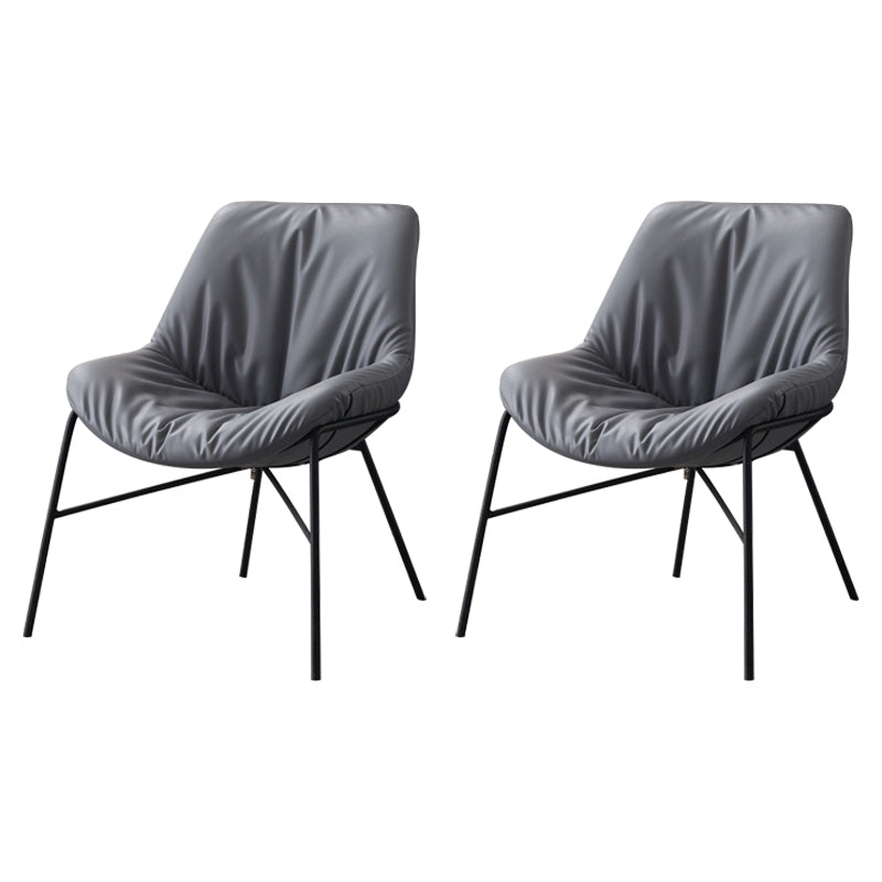 Modern Indoor-Outdoor Metal Chair Home Armless Upholstered Slipper Chair Grey 2 Piece Set Clearhalo ' kitchen&dining_furn' 'Dining Chairs' 'Dining Tables & Seating' 'dining_chair' 'furn' 'furn_dining_chair' 'Furniture' 'furniture_dining_chair' 'Kitchen & Dining Furniture' 'kitchen' 3944385