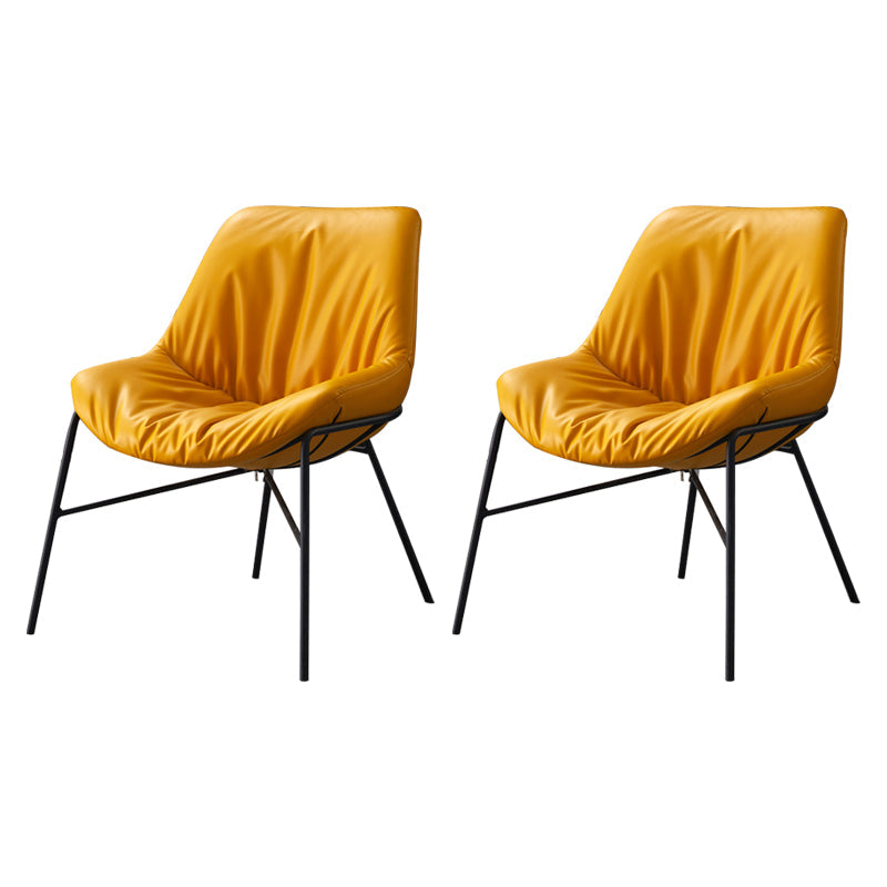 Modern Indoor-Outdoor Metal Chair Home Armless Upholstered Slipper Chair Yellow 2 Piece Set Clearhalo ' kitchen&dining_furn' 'Dining Chairs' 'Dining Tables & Seating' 'dining_chair' 'furn' 'furn_dining_chair' 'Furniture' 'furniture_dining_chair' 'Kitchen & Dining Furniture' 'kitchen' 3944392