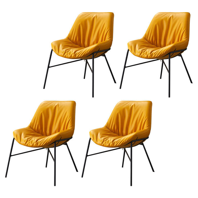 Modern Indoor-Outdoor Metal Chair Home Armless Upholstered Slipper Chair Yellow 4 Piece Set Clearhalo ' kitchen&dining_furn' 'Dining Chairs' 'Dining Tables & Seating' 'dining_chair' 'furn' 'furn_dining_chair' 'Furniture' 'furniture_dining_chair' 'Kitchen & Dining Furniture' 'kitchen' 3944393