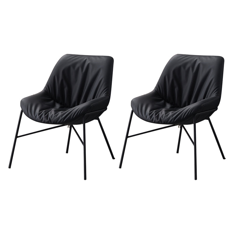 Modern Indoor-Outdoor Metal Chair Home Armless Upholstered Slipper Chair Black 2 Piece Set Clearhalo ' kitchen&dining_furn' 'Dining Chairs' 'Dining Tables & Seating' 'dining_chair' 'furn' 'furn_dining_chair' 'Furniture' 'furniture_dining_chair' 'Kitchen & Dining Furniture' 'kitchen' 3944398