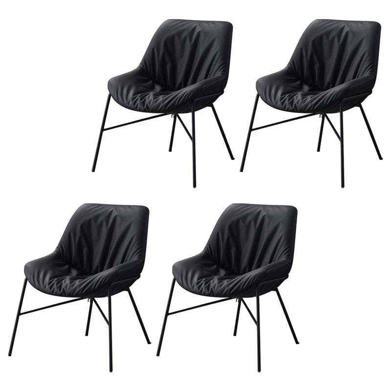 Modern Indoor-Outdoor Metal Chair Home Armless Upholstered Slipper Chair Black 4 Piece Set Clearhalo ' kitchen&dining_furn' 'Dining Chairs' 'Dining Tables & Seating' 'dining_chair' 'furn' 'furn_dining_chair' 'Furniture' 'furniture_dining_chair' 'Kitchen & Dining Furniture' 'kitchen' 3944399