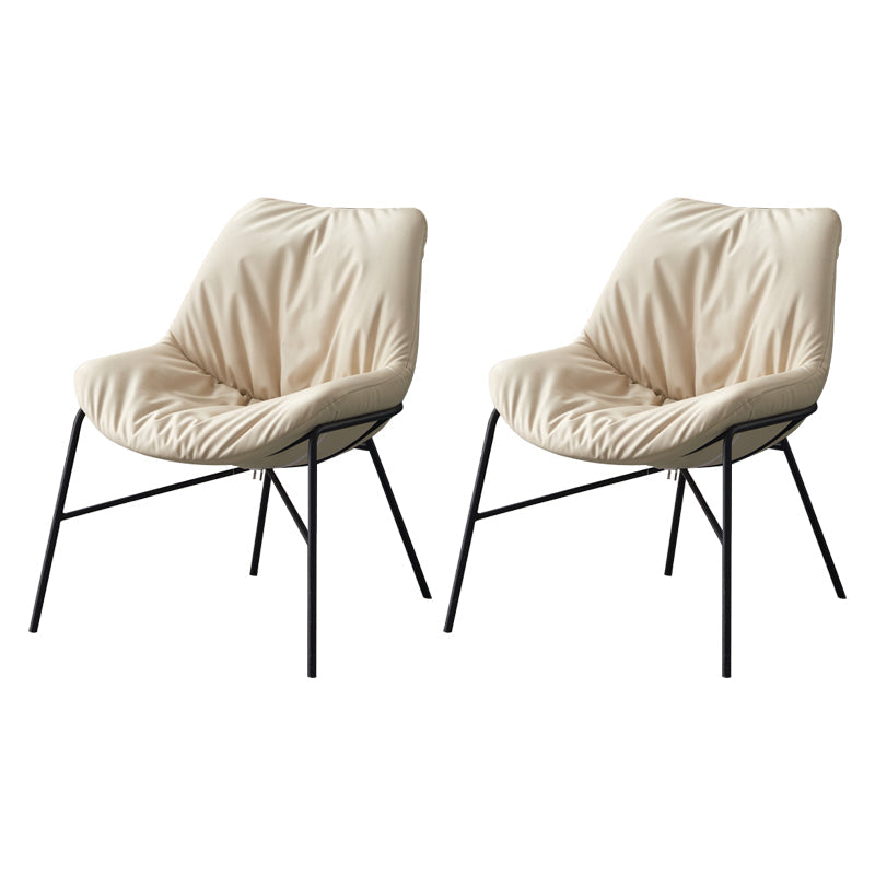 Modern Indoor-Outdoor Metal Chair Home Armless Upholstered Slipper Chair Off-White 2 Piece Set Clearhalo ' kitchen&dining_furn' 'Dining Chairs' 'Dining Tables & Seating' 'dining_chair' 'furn' 'furn_dining_chair' 'Furniture' 'furniture_dining_chair' 'Kitchen & Dining Furniture' 'kitchen' 3944401