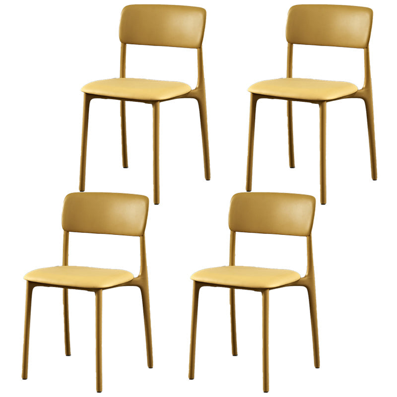 Plastic Scandinavian Restaurant Side Chair Matte Finish Open Dining Chair Yellow Leather 4 Piece Set Clearhalo ' kitchen&dining_furn' 'Dining Chairs' 'Dining Tables & Seating' 'dining_chair' 'furn' 'furn_dining_chair' 'Furniture' 'furniture_dining_chair' 'Kitchen & Dining Furniture' 'kitchen' 3944438