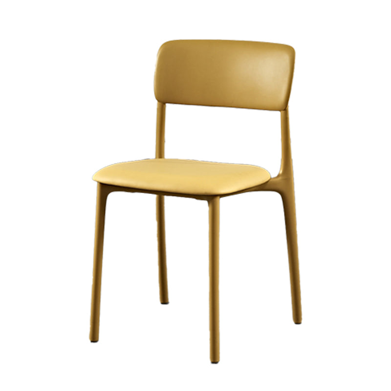 Plastic Scandinavian Restaurant Side Chair Matte Finish Open Dining Chair Yellow Leather 1 Piece Clearhalo ' kitchen&dining_furn' 'Dining Chairs' 'Dining Tables & Seating' 'dining_chair' 'furn' 'furn_dining_chair' 'Furniture' 'furniture_dining_chair' 'Kitchen & Dining Furniture' 'kitchen' 3944441