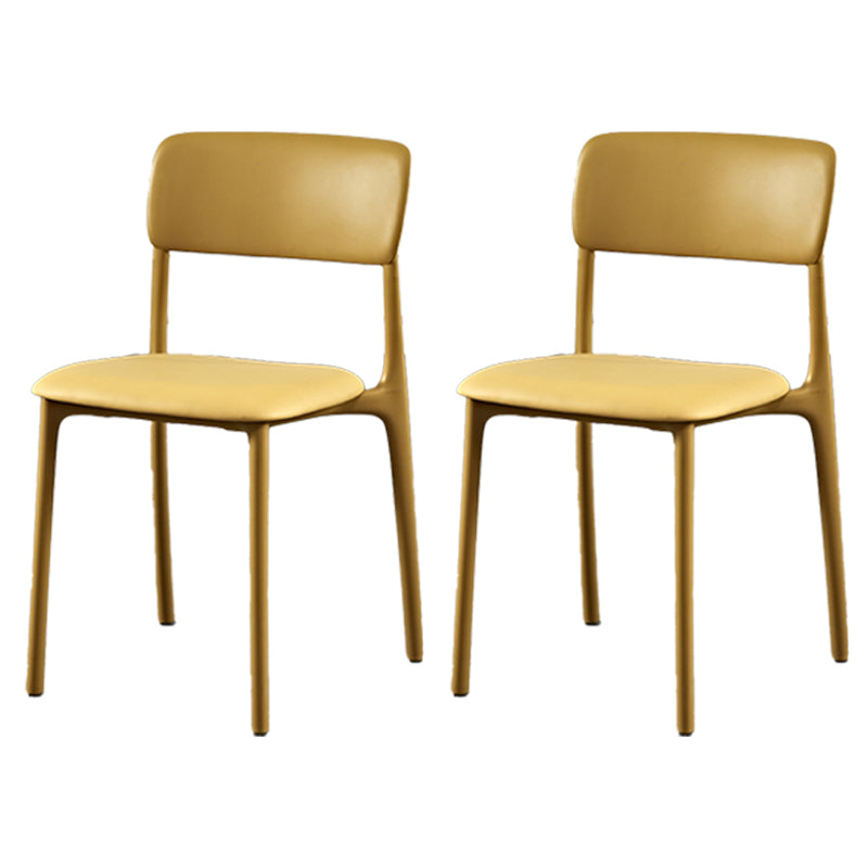 Plastic Scandinavian Restaurant Side Chair Matte Finish Open Dining Chair Yellow Leather 2 Piece Set Clearhalo ' kitchen&dining_furn' 'Dining Chairs' 'Dining Tables & Seating' 'dining_chair' 'furn' 'furn_dining_chair' 'Furniture' 'furniture_dining_chair' 'Kitchen & Dining Furniture' 'kitchen' 3944443