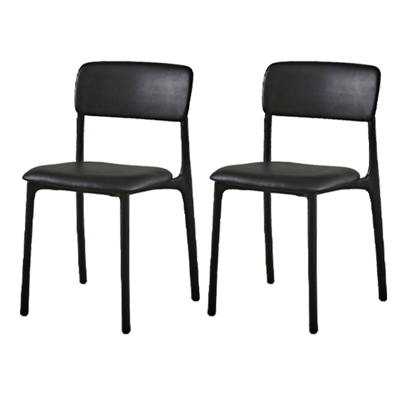 Plastic Scandinavian Restaurant Side Chair Matte Finish Open Dining Chair Black Leather 2 Piece Set Clearhalo ' kitchen&dining_furn' 'Dining Chairs' 'Dining Tables & Seating' 'dining_chair' 'furn' 'furn_dining_chair' 'Furniture' 'furniture_dining_chair' 'Kitchen & Dining Furniture' 'kitchen' 3944454