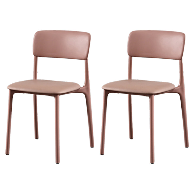 Plastic Scandinavian Restaurant Side Chair Matte Finish Open Dining Chair Pink Leather 2 Piece Set Clearhalo ' kitchen&dining_furn' 'Dining Chairs' 'Dining Tables & Seating' 'dining_chair' 'furn' 'furn_dining_chair' 'Furniture' 'furniture_dining_chair' 'Kitchen & Dining Furniture' 'kitchen' 3944457