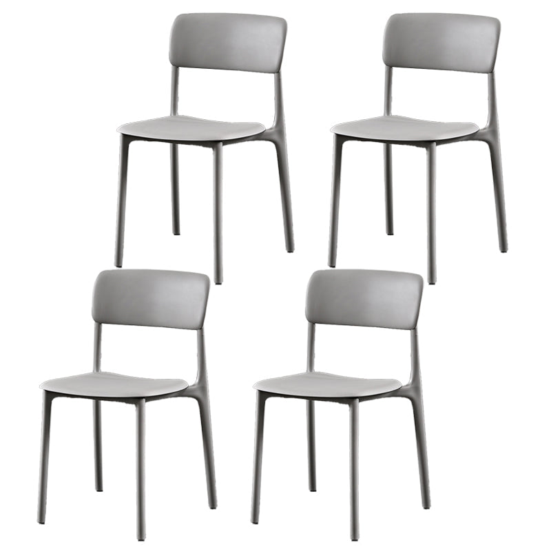 Plastic Scandinavian Restaurant Side Chair Matte Finish Open Dining Chair Grey Plastic 4 Piece Set Clearhalo ' kitchen&dining_furn' 'Dining Chairs' 'Dining Tables & Seating' 'dining_chair' 'furn' 'furn_dining_chair' 'Furniture' 'furniture_dining_chair' 'Kitchen & Dining Furniture' 'kitchen' 3944458