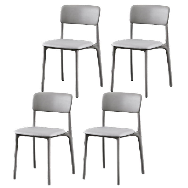 Plastic Scandinavian Restaurant Side Chair Matte Finish Open Dining Chair Grey Leather 4 Piece Set Clearhalo ' kitchen&dining_furn' 'Dining Chairs' 'Dining Tables & Seating' 'dining_chair' 'furn' 'furn_dining_chair' 'Furniture' 'furniture_dining_chair' 'Kitchen & Dining Furniture' 'kitchen' 3944461