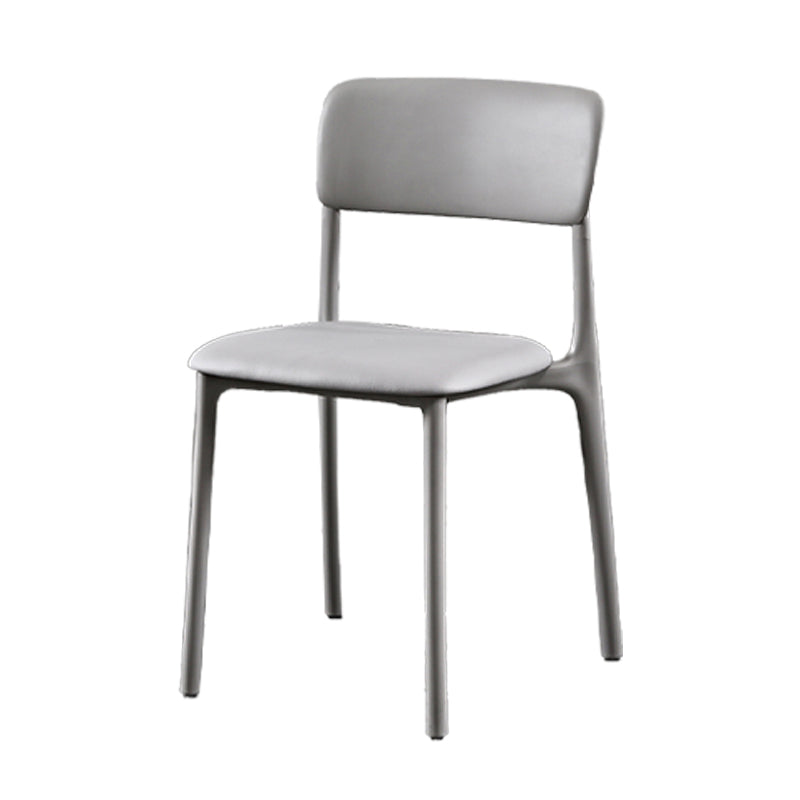 Plastic Scandinavian Restaurant Side Chair Matte Finish Open Dining Chair Grey Leather 1 Piece Clearhalo ' kitchen&dining_furn' 'Dining Chairs' 'Dining Tables & Seating' 'dining_chair' 'furn' 'furn_dining_chair' 'Furniture' 'furniture_dining_chair' 'Kitchen & Dining Furniture' 'kitchen' 3944462