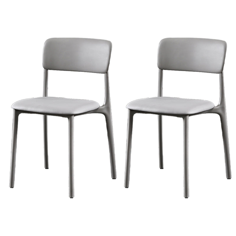 Plastic Scandinavian Restaurant Side Chair Matte Finish Open Dining Chair Grey Leather 2 Piece Set Clearhalo ' kitchen&dining_furn' 'Dining Chairs' 'Dining Tables & Seating' 'dining_chair' 'furn' 'furn_dining_chair' 'Furniture' 'furniture_dining_chair' 'Kitchen & Dining Furniture' 'kitchen' 3944463