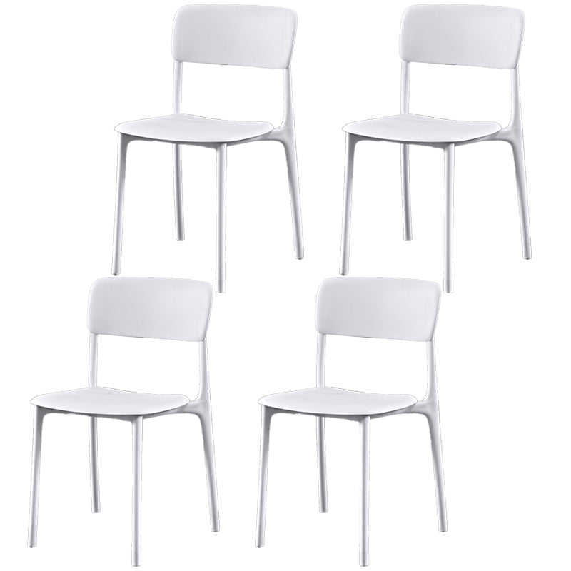 Plastic Scandinavian Restaurant Side Chair Matte Finish Open Dining Chair White Plastic 4 Piece Set Clearhalo ' kitchen&dining_furn' 'Dining Chairs' 'Dining Tables & Seating' 'dining_chair' 'furn' 'furn_dining_chair' 'Furniture' 'furniture_dining_chair' 'Kitchen & Dining Furniture' 'kitchen' 3944464