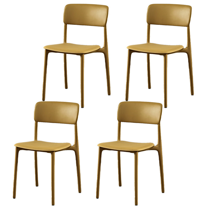 Plastic Scandinavian Restaurant Side Chair Matte Finish Open Dining Chair Yellow Plastic 4 Piece Set Clearhalo ' kitchen&dining_furn' 'Dining Chairs' 'Dining Tables & Seating' 'dining_chair' 'furn' 'furn_dining_chair' 'Furniture' 'furniture_dining_chair' 'Kitchen & Dining Furniture' 'kitchen' 3944467