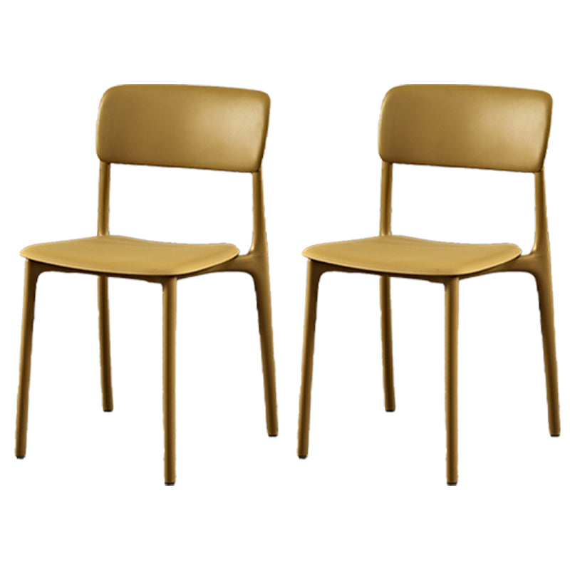 Plastic Scandinavian Restaurant Side Chair Matte Finish Open Dining Chair Yellow Plastic 2 Piece Set Clearhalo ' kitchen&dining_furn' 'Dining Chairs' 'Dining Tables & Seating' 'dining_chair' 'furn' 'furn_dining_chair' 'Furniture' 'furniture_dining_chair' 'Kitchen & Dining Furniture' 'kitchen' 3944469