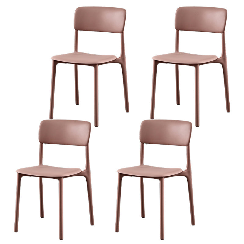 Plastic Scandinavian Restaurant Side Chair Matte Finish Open Dining Chair Pink Plastic 4 Piece Set Clearhalo ' kitchen&dining_furn' 'Dining Chairs' 'Dining Tables & Seating' 'dining_chair' 'furn' 'furn_dining_chair' 'Furniture' 'furniture_dining_chair' 'Kitchen & Dining Furniture' 'kitchen' 3944473