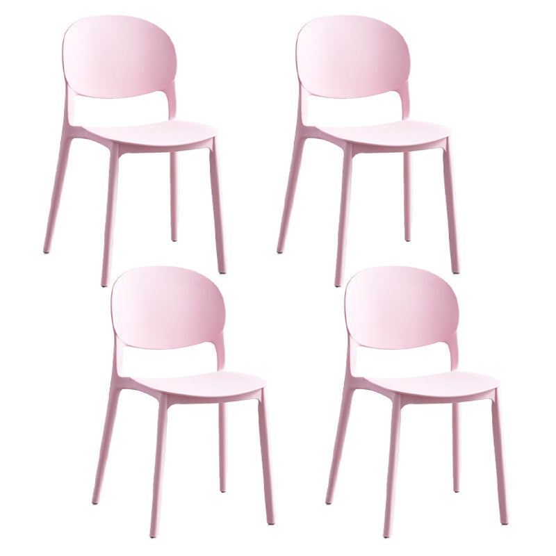Matte Finish Plastic Dining Side Chair Open Back Stackable Dining Chair Pink 4 Piece Set Clearhalo ' kitchen&dining_furn' 'Dining Chairs' 'Dining Tables & Seating' 'dining_chair' 'furn' 'furn_dining_chair' 'Furniture' 'furniture_dining_chair' 'Kitchen & Dining Furniture' 'kitchen' 3944481