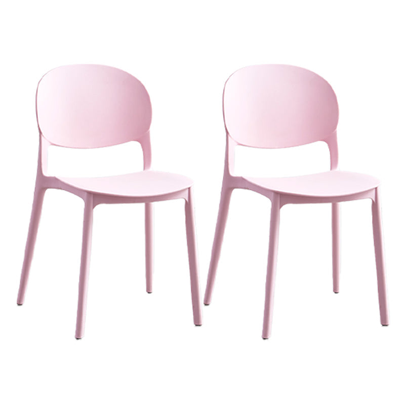 Matte Finish Plastic Dining Side Chair Open Back Stackable Dining Chair Pink 2 Piece Set Clearhalo ' kitchen&dining_furn' 'Dining Chairs' 'Dining Tables & Seating' 'dining_chair' 'furn' 'furn_dining_chair' 'Furniture' 'furniture_dining_chair' 'Kitchen & Dining Furniture' 'kitchen' 3944484