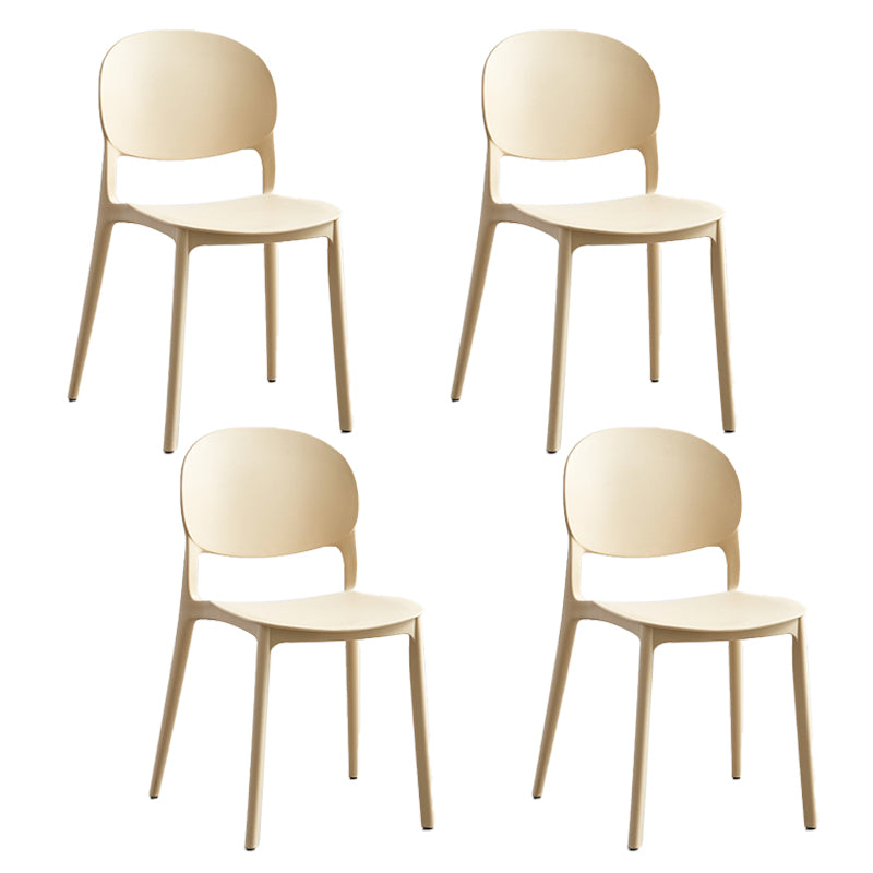 Matte Finish Plastic Dining Side Chair Open Back Stackable Dining Chair Camel 4 Piece Set Clearhalo ' kitchen&dining_furn' 'Dining Chairs' 'Dining Tables & Seating' 'dining_chair' 'furn' 'furn_dining_chair' 'Furniture' 'furniture_dining_chair' 'Kitchen & Dining Furniture' 'kitchen' 3944486
