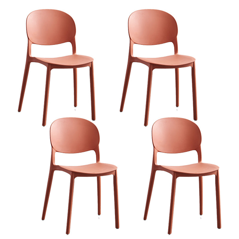 Matte Finish Plastic Dining Side Chair Open Back Stackable Dining Chair Red 4 Piece Set Clearhalo ' kitchen&dining_furn' 'Dining Chairs' 'Dining Tables & Seating' 'dining_chair' 'furn' 'furn_dining_chair' 'Furniture' 'furniture_dining_chair' 'Kitchen & Dining Furniture' 'kitchen' 3944493