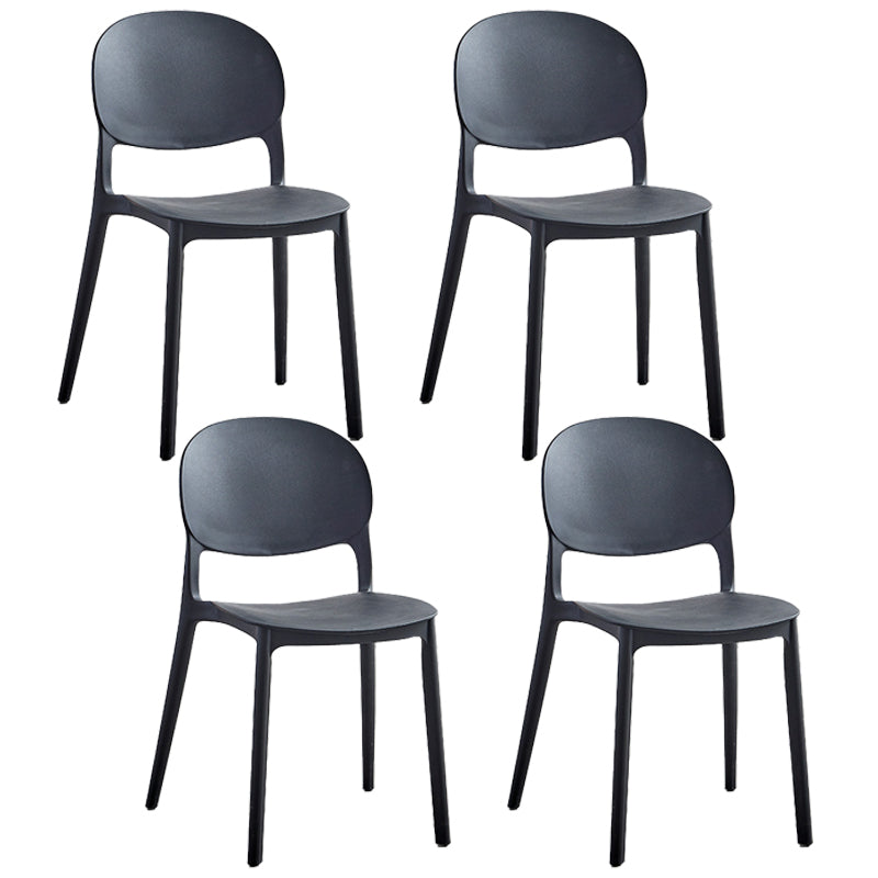 Matte Finish Plastic Dining Side Chair Open Back Stackable Dining Chair Black 4 Piece Set Clearhalo ' kitchen&dining_furn' 'Dining Chairs' 'Dining Tables & Seating' 'dining_chair' 'furn' 'furn_dining_chair' 'Furniture' 'furniture_dining_chair' 'Kitchen & Dining Furniture' 'kitchen' 3944506